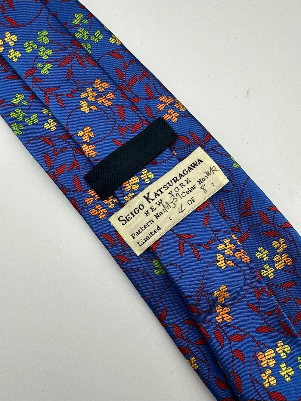 Seigo Katsuragawa NY Limited Edition Silk floral Tie Royal Blue